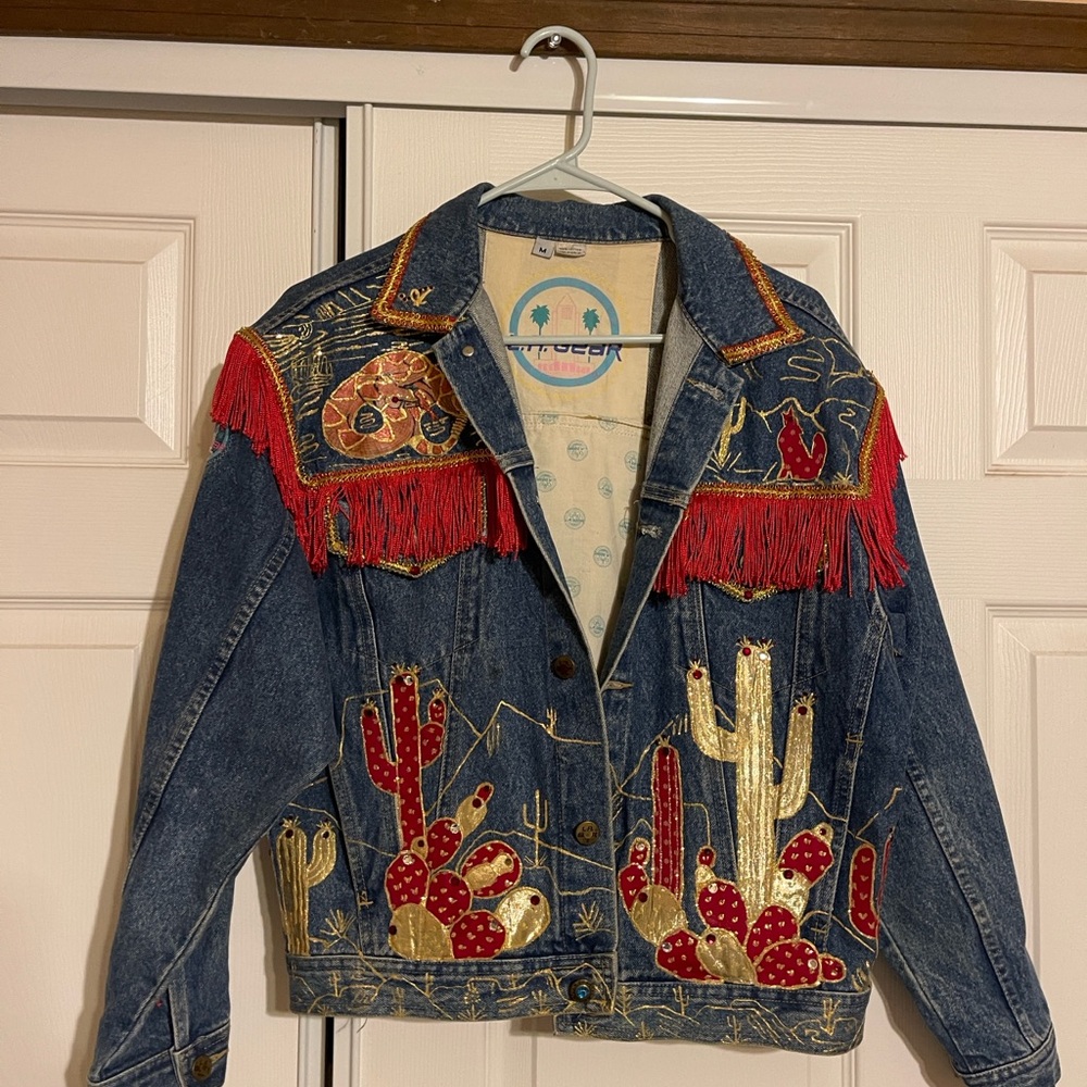 L.A. Gear Denim Jacket with Blue and Yellow Logo